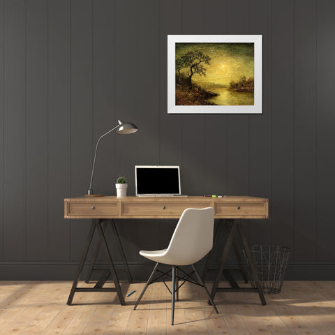 Moonlit Landscape White Modern Wood Framed Art Print by Blakelock, Ralph Albert