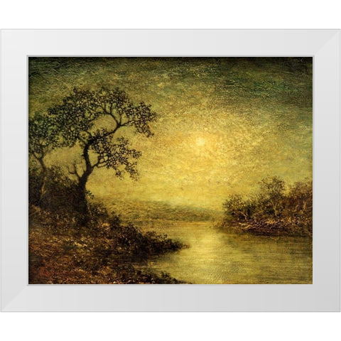 Moonlit Landscape White Modern Wood Framed Art Print by Blakelock, Ralph Albert