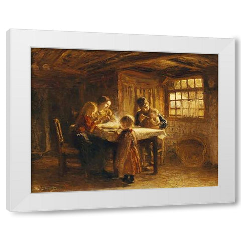 The Family Meal White Modern Wood Framed Art Print by Blommers, Bernardus Johannes