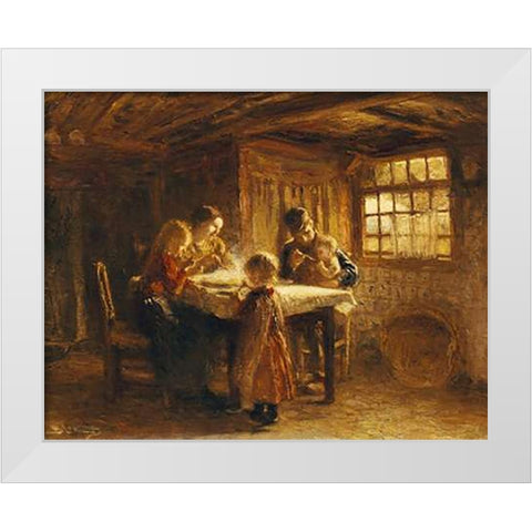 The Family Meal White Modern Wood Framed Art Print by Blommers, Bernardus Johannes