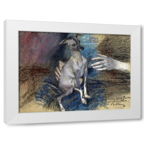 Elegante Au Chien White Modern Wood Framed Art Print by Boldini, Giovanni
