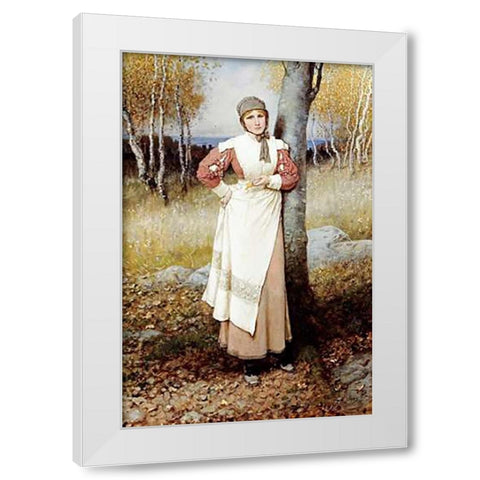A Rose In New England White Modern Wood Framed Art Print by Boughton, George Henry