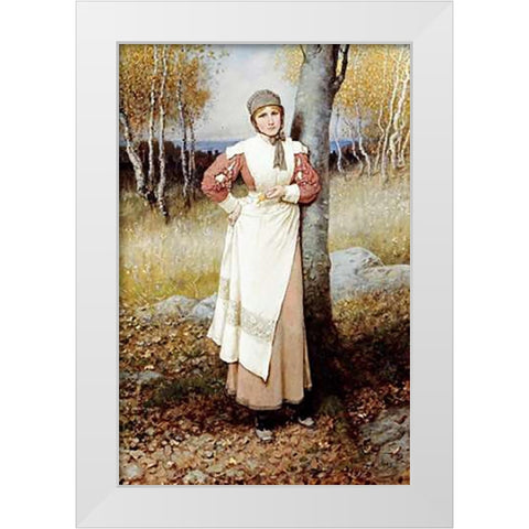A Rose In New England White Modern Wood Framed Art Print by Boughton, George Henry