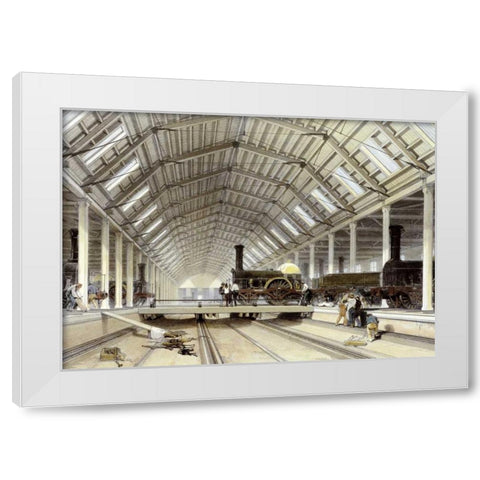 Engine House, Swindon White Modern Wood Framed Art Print by Bourne, John C.