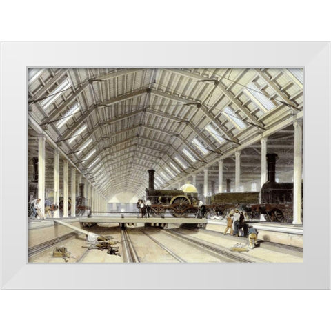 Engine House, Swindon White Modern Wood Framed Art Print by Bourne, John C.