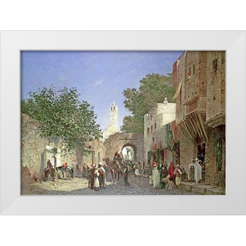 An Arab Street Scene White Modern Wood Framed Art Print by Boze, Honore