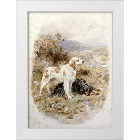 An English and a Gordon Setter White Modern Wood Framed Art Print by Bradley, Basil