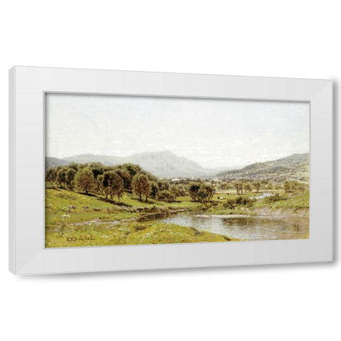 Monument Mountain From The Berkshire Meadows White Modern Wood Framed Art Print by Bristol, John Bunyan