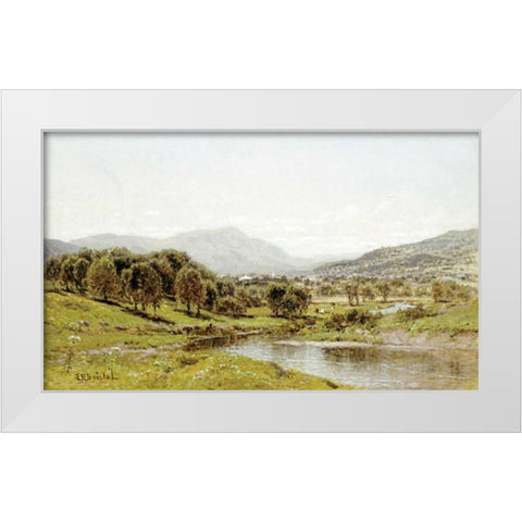 Monument Mountain From The Berkshire Meadows White Modern Wood Framed Art Print by Bristol, John Bunyan
