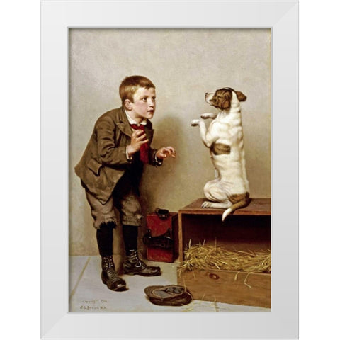 Dont Move White Modern Wood Framed Art Print by Brown, John George
