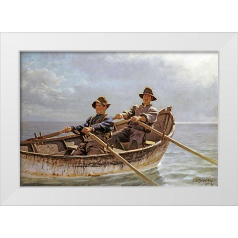 Heading Out White Modern Wood Framed Art Print by Brown, John George