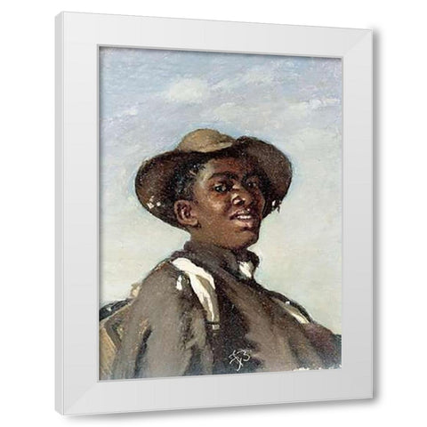 A Negro, Head and Shoulders White Modern Wood Framed Art Print by Buchser, Frank