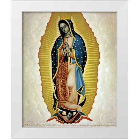 La Virgen De Guadalupe White Modern Wood Framed Art Print by Cabrera, Miguel