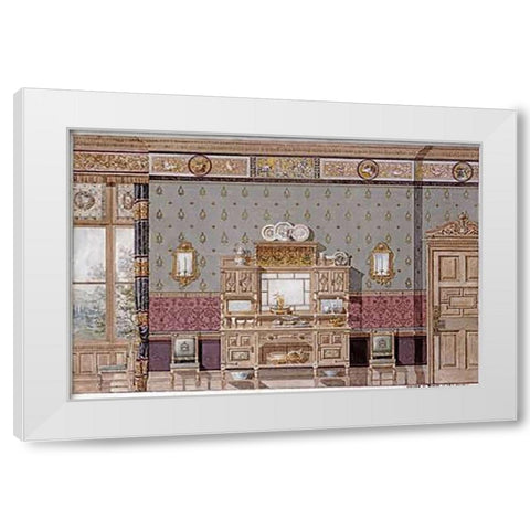Hunting Lodge Interior White Modern Wood Framed Art Print by Candish, Charles