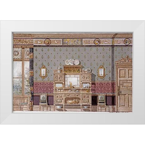 Hunting Lodge Interior White Modern Wood Framed Art Print by Candish, Charles