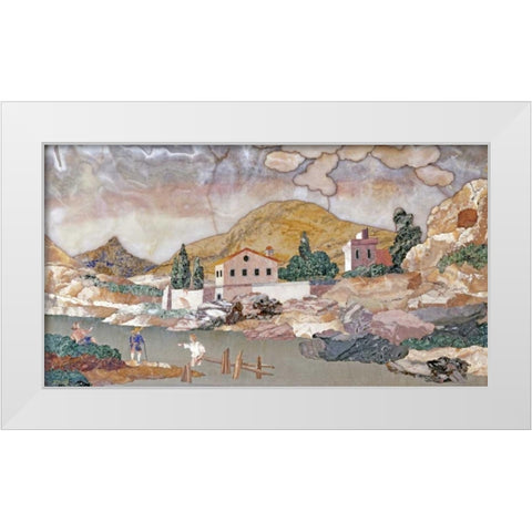 Pietra Dura Landscape White Modern Wood Framed Art Print by Cappelli, Baccio