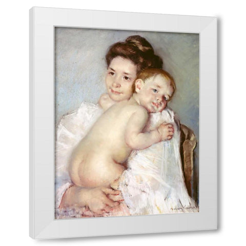 The Young Mother White Modern Wood Framed Art Print by Cassatt, Mary