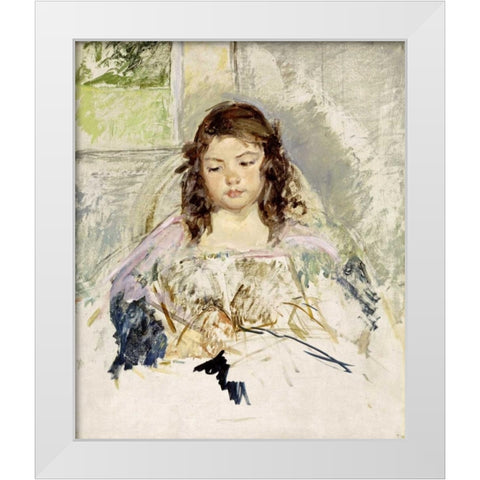 Sketch For Francois White Modern Wood Framed Art Print by Cassatt, Mary