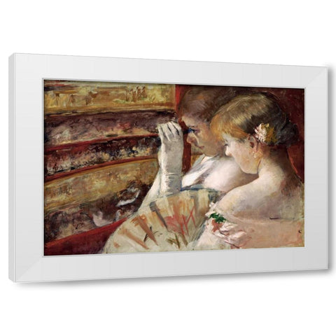 In The Box White Modern Wood Framed Art Print by Cassatt, Mary