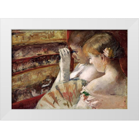 In The Box White Modern Wood Framed Art Print by Cassatt, Mary