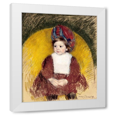 Margot In a Dark Red Costume White Modern Wood Framed Art Print by Cassatt, Mary