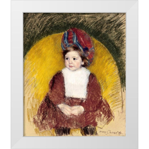 Margot In a Dark Red Costume White Modern Wood Framed Art Print by Cassatt, Mary