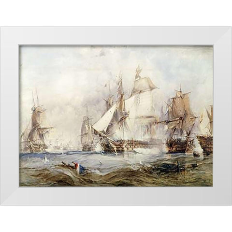 The Battle of Traflagar White Modern Wood Framed Art Print by Chambers, George