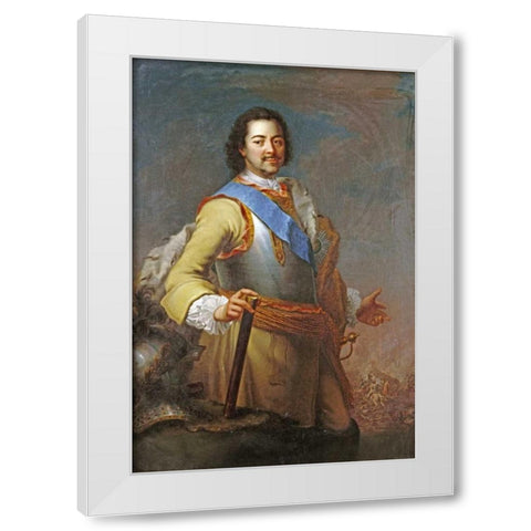 Portrait of Peter The Great White Modern Wood Framed Art Print by Clementi, Maria Giovanna Battista