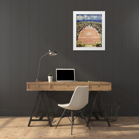 The Great Mosque, Delhi White Modern Wood Framed Art Print by School, Company