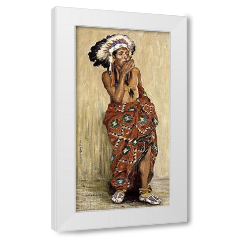 Indian With Blanket White Modern Wood Framed Art Print by Couse, Eanger Irving