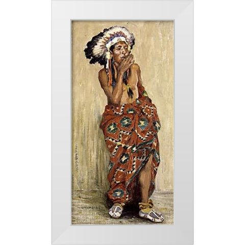 Indian With Blanket White Modern Wood Framed Art Print by Couse, Eanger Irving