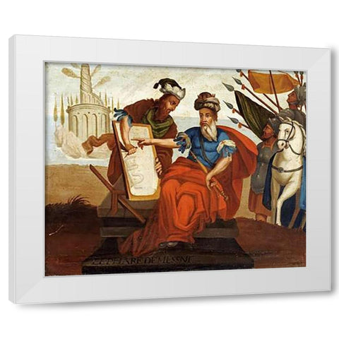The Lighthouse of Alexandria. The Wonders of The Ancient World White Modern Wood Framed Art Print by School, Cuzco