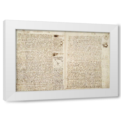 Codex Hammer Pages 124-127 White Modern Wood Framed Art Print by Da Vinci, Leonardo