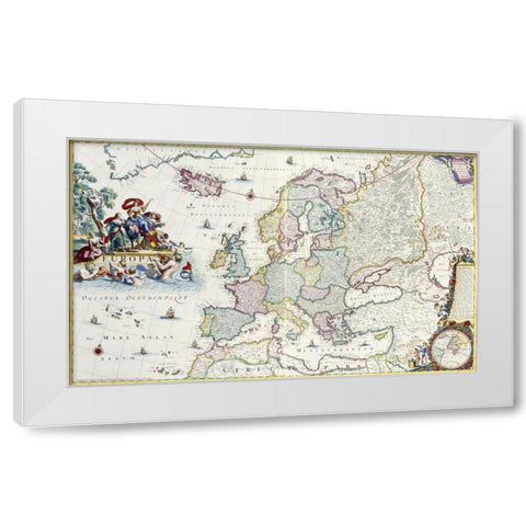 Map of Europe White Modern Wood Framed Art Print by Danckerts, Cornelis