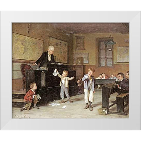 The School Room White Modern Wood Framed Art Print by Dargelas, Andre Henri