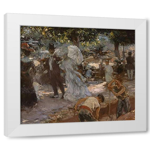 La Promenade White Modern Wood Framed Art Print by De Latouche, Gaston