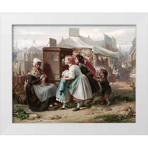 The Peep Show White Modern Wood Framed Art Print by De Metz, Francois Louis Lanfant