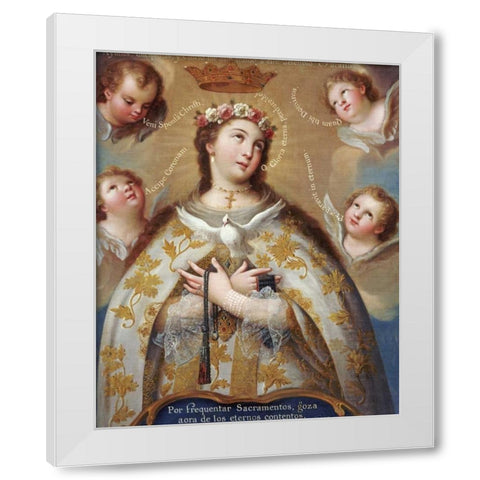 Coronation of The Virgin White Modern Wood Framed Art Print by De Paez, Jose