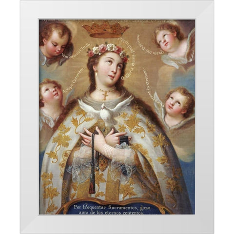 Coronation of The Virgin White Modern Wood Framed Art Print by De Paez, Jose