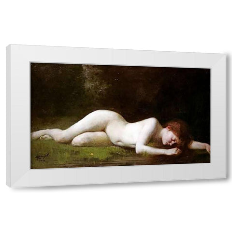 Biblis Changing Into a Fountain White Modern Wood Framed Art Print by De Pujol, Abel