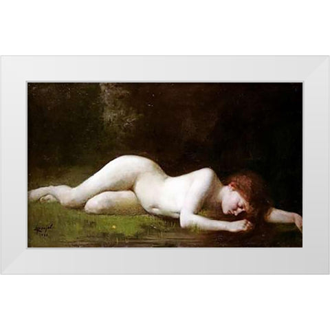 Biblis Changing Into a Fountain White Modern Wood Framed Art Print by De Pujol, Abel