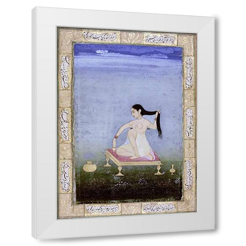 A Woman at Her Toilet White Modern Wood Framed Art Print by Deccan