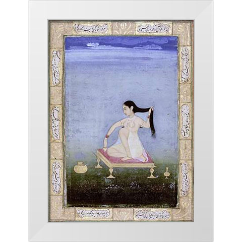 A Woman at Her Toilet White Modern Wood Framed Art Print by Deccan