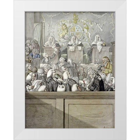 The Lawyers All Alive In Westminster Hall White Modern Wood Framed Art Print by Dighton, Robert