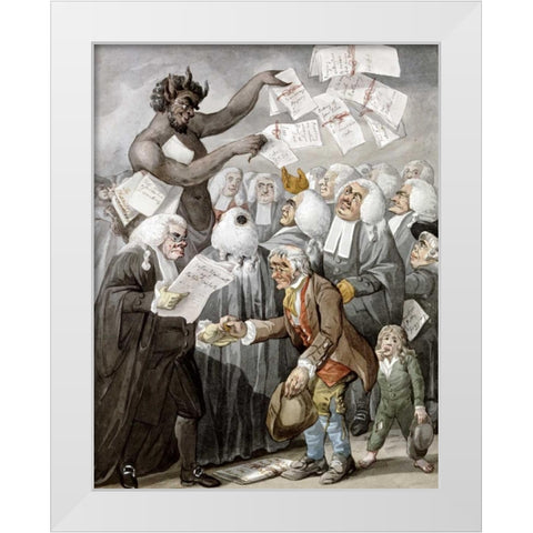 The Devil Among Lawyers White Modern Wood Framed Art Print by Dighton, Robert