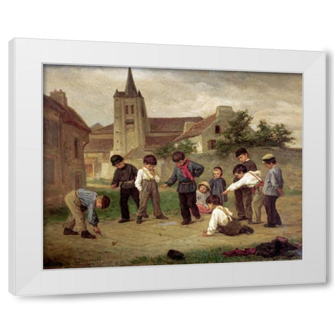 Hopscotch White Modern Wood Framed Art Print by Duverger, Theophile Emmanuel