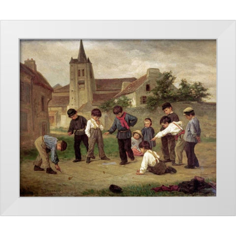 Hopscotch White Modern Wood Framed Art Print by Duverger, Theophile Emmanuel