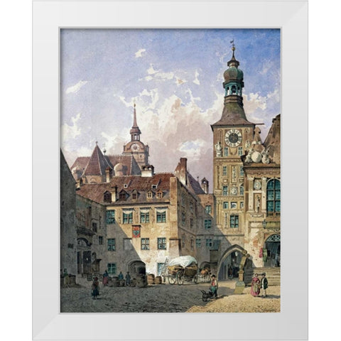 The Old Town Hall, Munich White Modern Wood Framed Art Print by Eibner, Friedrich