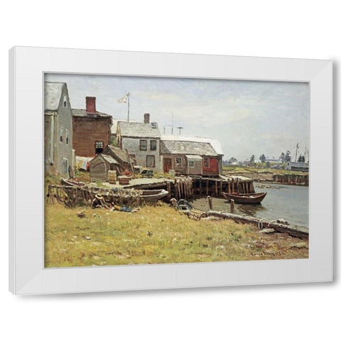 Fishing Pier White Modern Wood Framed Art Print by Enneking, John Joseph