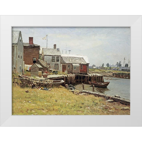 Fishing Pier White Modern Wood Framed Art Print by Enneking, John Joseph